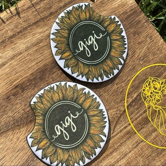GiGi Sunflower Car Coasters 2 Pack - Picture 3 of 10